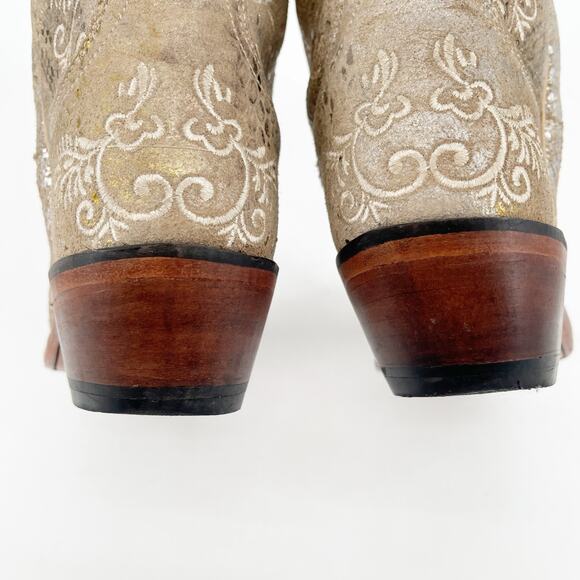 Lucchese Women’s 8.5 Stone Metallic Python Suede Snip Toe Cowgirl Western Boots - Picture 8 of 11